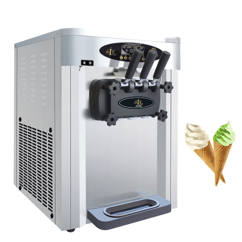 Desktop Soft Ice Cream Machine Stainless Steel Ice Cream Maker With LCD Panel 2+1Mix Flavor Ice Cream Making Machine BL25O