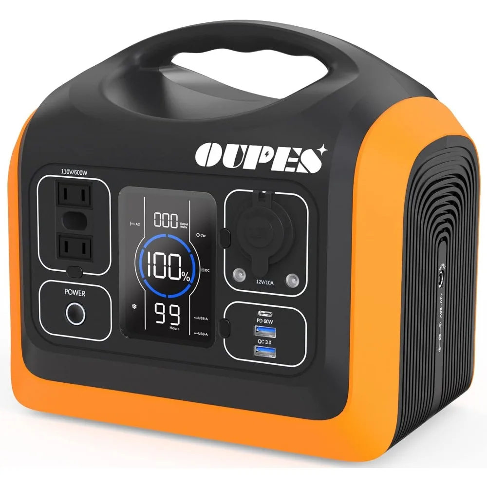

600W Portable Power Station, 595Wh LiFePO4 Battery Backup w/ 2 600W (1000W Surge) AC Outlets, Solar Generator Ideal