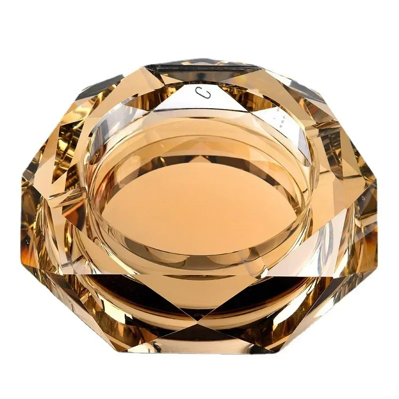 Crystal glass ashtray creative fashion trend light luxury large living room office household KTV ashtray customization