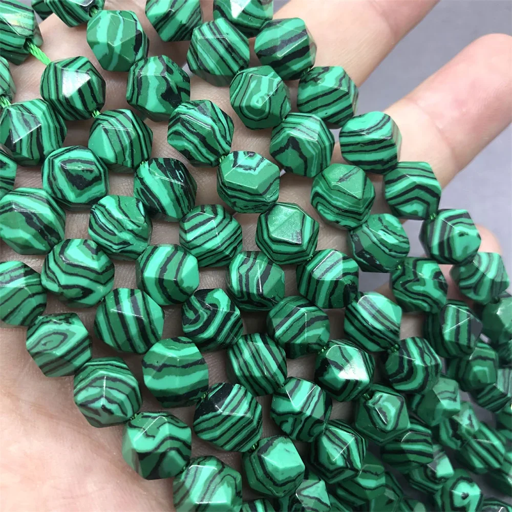 

Natural Stone Faceted Green Malachite Loose Beads for Jewelry Making DIY Bracelet Necklace Accessories 6 8 10mm Handmade Gifts