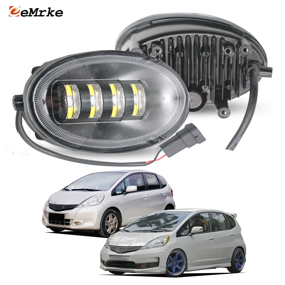 

Modified Fog Lamp Upgrade White + Yellow Led Car Fog Lights 40W Lens for Honda Fit Jazz II Facelift 2010 2011 2012 2013
