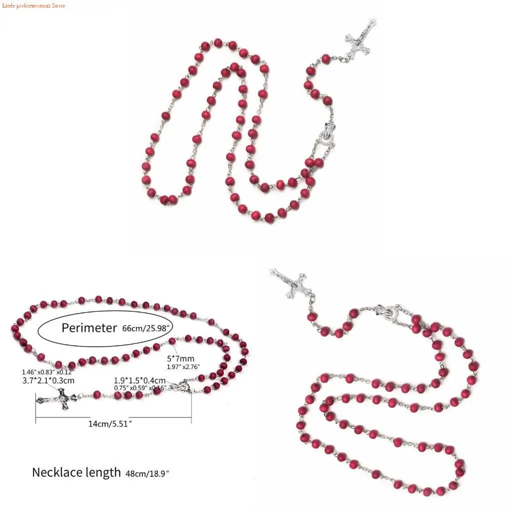 F92D Vintage Crossed Pendant Rose Sutra Necklace for Unisex Wedding Jewerly Gifts