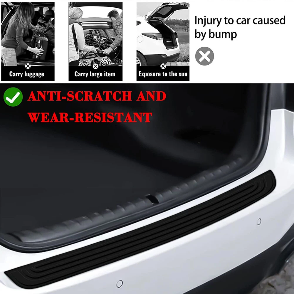 Car Door Sill Plate Protector Rear Bumper Guard Rubber Black PVC Car Sticker Anti-Scratch Anti-Collision Moulding Strip Trim