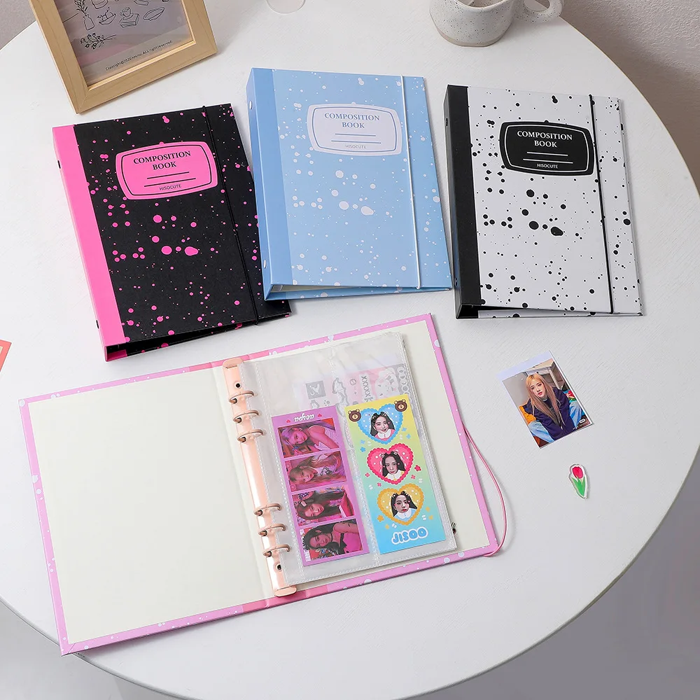 MINKYS New Arrival Kawaii Splash-ink A5 Binder Kpop Photocard Collect Book With 10pcs Sleeves Bag Photo Album Stationery