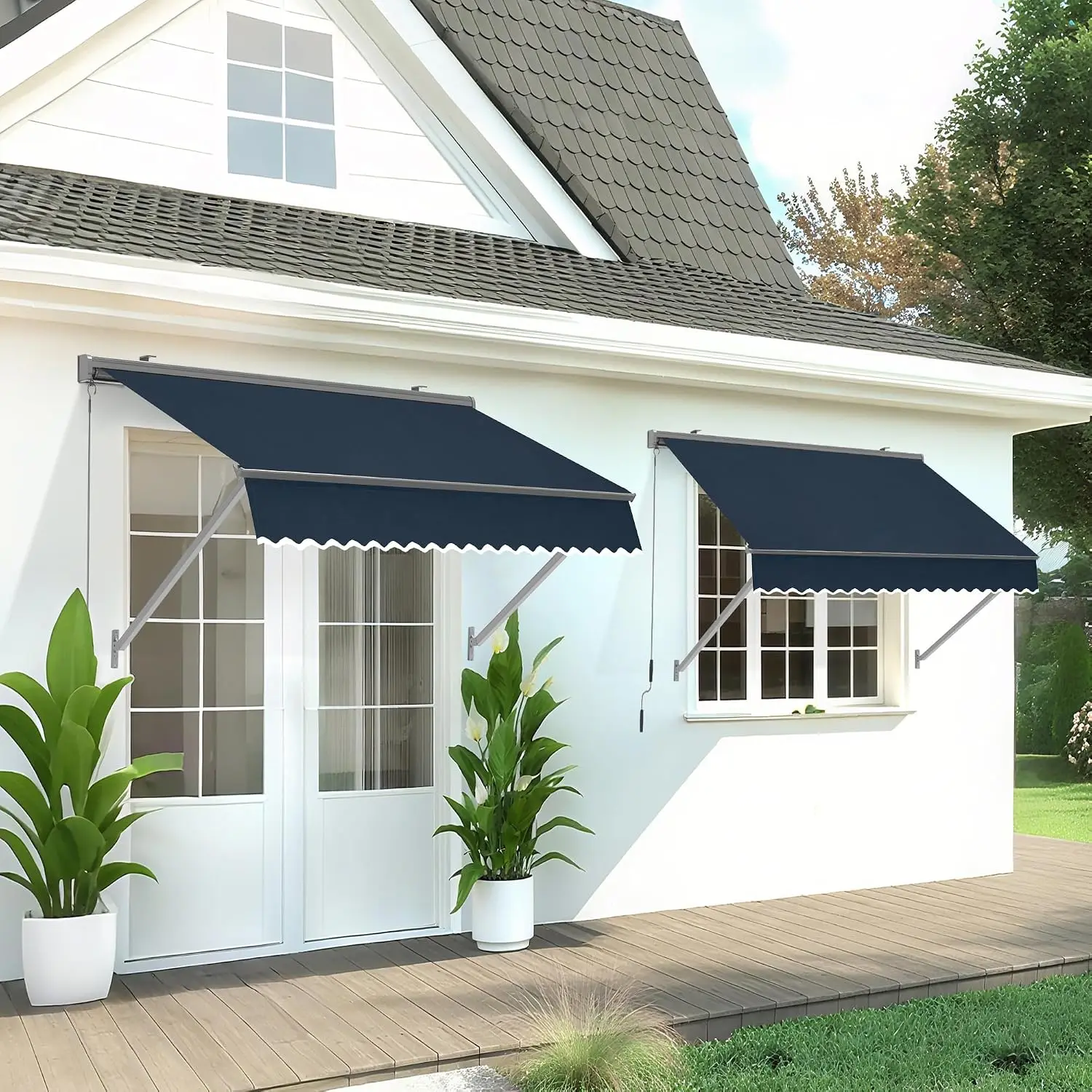 Aluminum Frame; 280g/m² Polyester Fabric; UV and Waterproof Coating; Sunshade Canopy for Storefronts, Customized