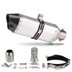 370mm Small Hexagon Double Hole Universal Motorcycle Exhaust 51MM Interface Muffler with DB Killer For Z1000 GSR600 FZ6N tmax560
