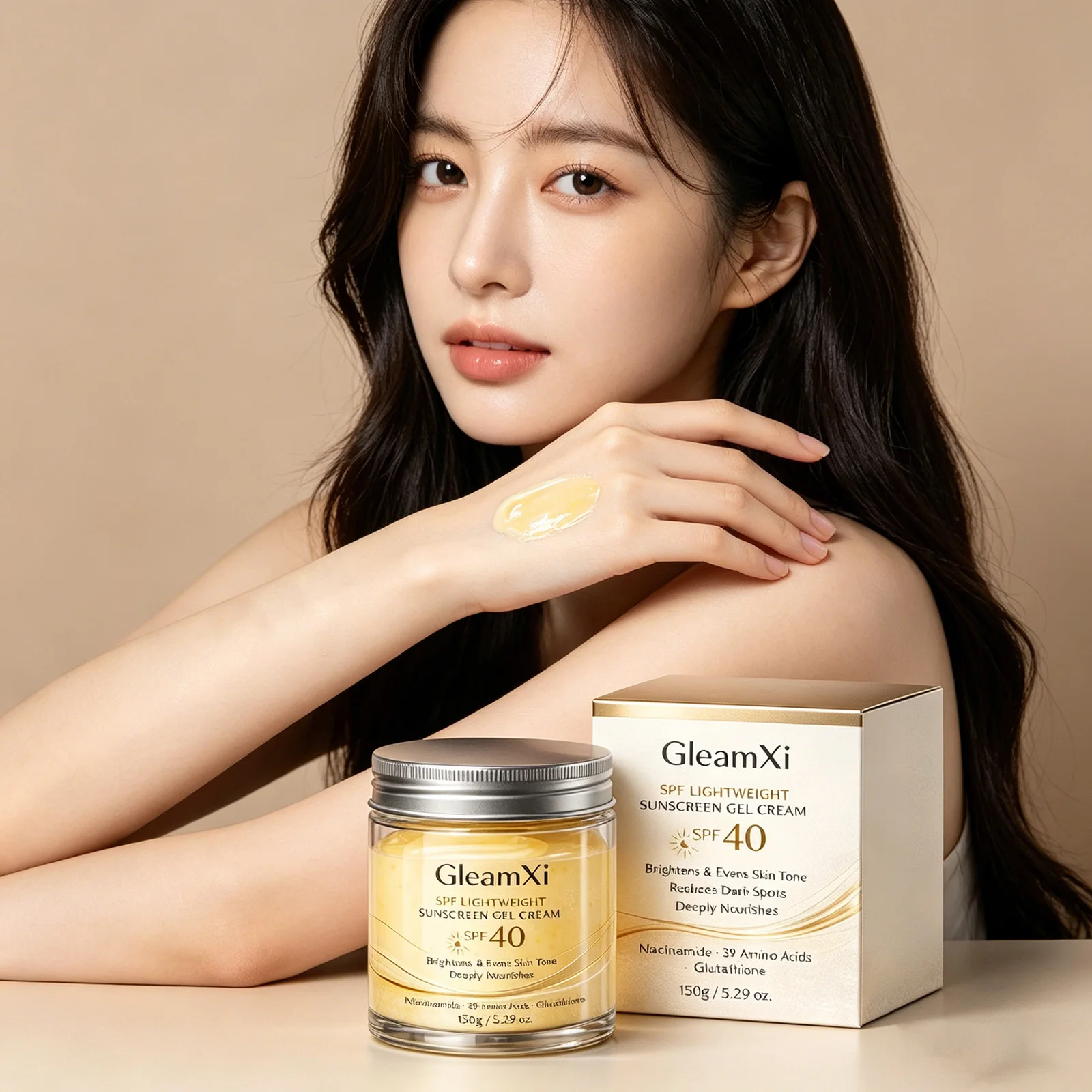 Gleamxi Sunscreen Gel Cream Spf 40 Anti UV Protection Lightweight Non-greasy Brightening Skin Care Products Niacinamide Suncream