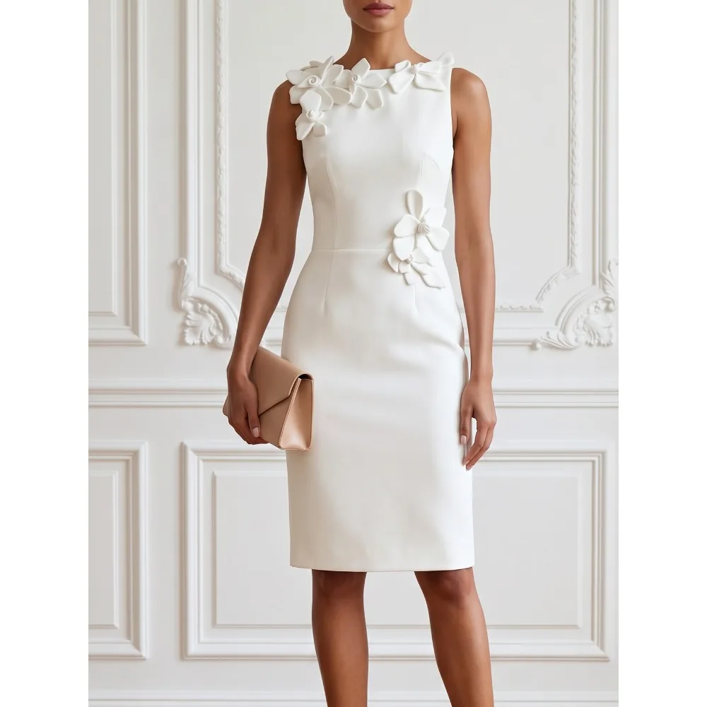 Customized 3D Florals Mother of Birde Dresses 2026 Sheath Long Women‘s Wedding Party Attire Gowns Column Elegant Evening Dress