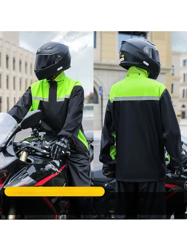 

Men's Motorcycle Riding Rain Suit Reflective Double Layer Detachable Long Full Body Waterproof Raincoat And Trousers for ...