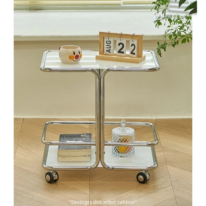 

Современный диван для гостиной, приставной столик, скандинавский свет, роскошный угловой столик на колесиках из нержавеющей стали для хранения, простой портативный журнальный столик