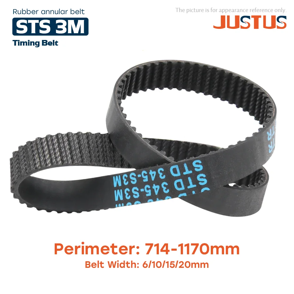 

STD S3M Closed Loop Rubber Timing Belt Lp= 714/720/738/741-1170mm Width 6/10/15/20mm Synchronous Toothed Belts Arbitrary Cutting