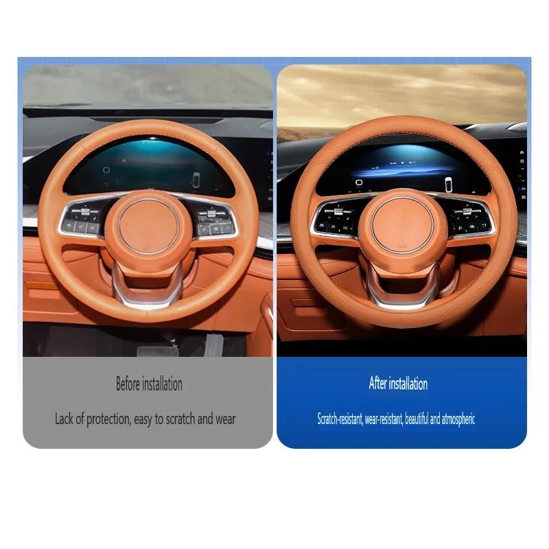 Fit All Car Diameter 38 Cm 15 Inch Universal O Shape Circle Type Steering Wheel Cover Braid Protection Shell Accessories Leather