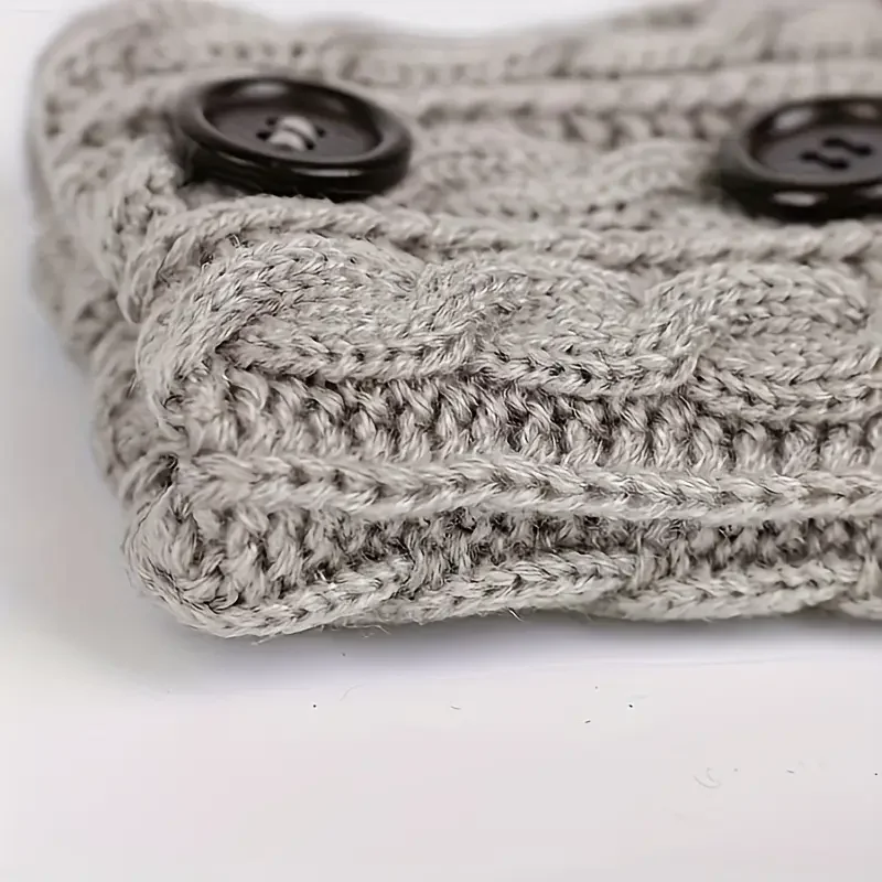 Vintage Cable Knit Boot Cuffs for Women, Button Decor Short Knitted Leg Warmer Elastic Twist Winter Warm Boot Topper Leg Covers
