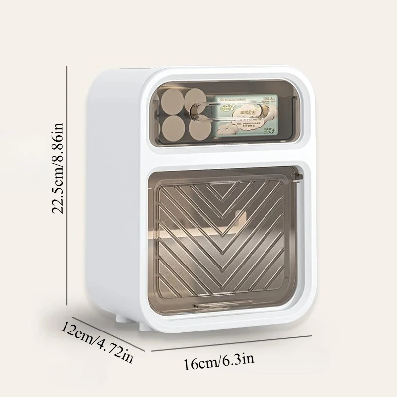Double-Tier Wall-Mounted Toilet Paper Holder Multifunctional Tissue Box Waterproof Moisture-Proof Ideal for Bathrooms Bedrooms