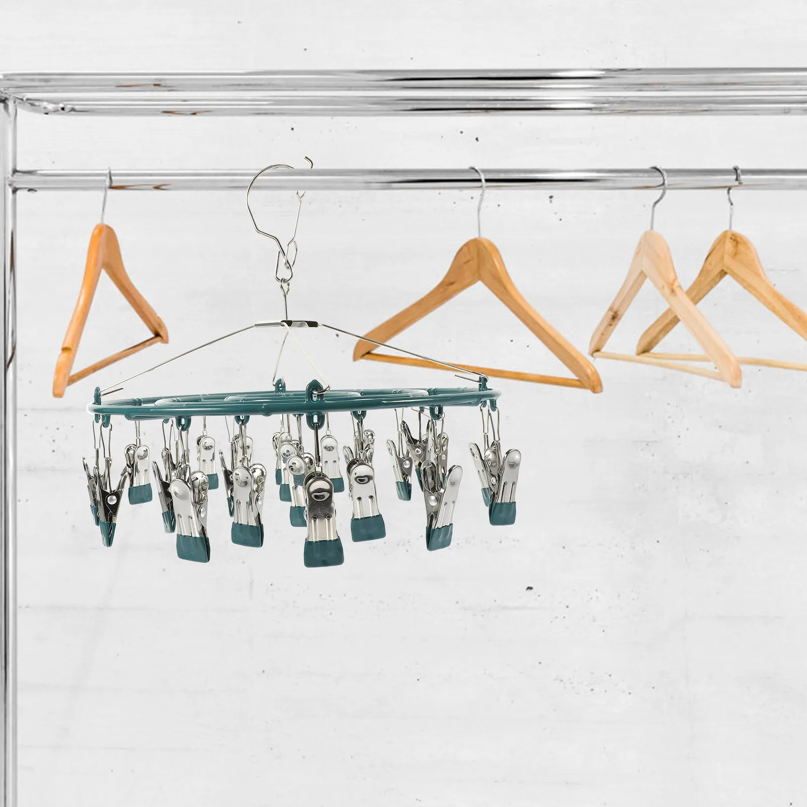 

Clothes Drying Rack for Hanging Underwear Socks Towels Metal Hanger Clips Peg Sock Dryer Garment Holder Anti Rust Strong Bearing