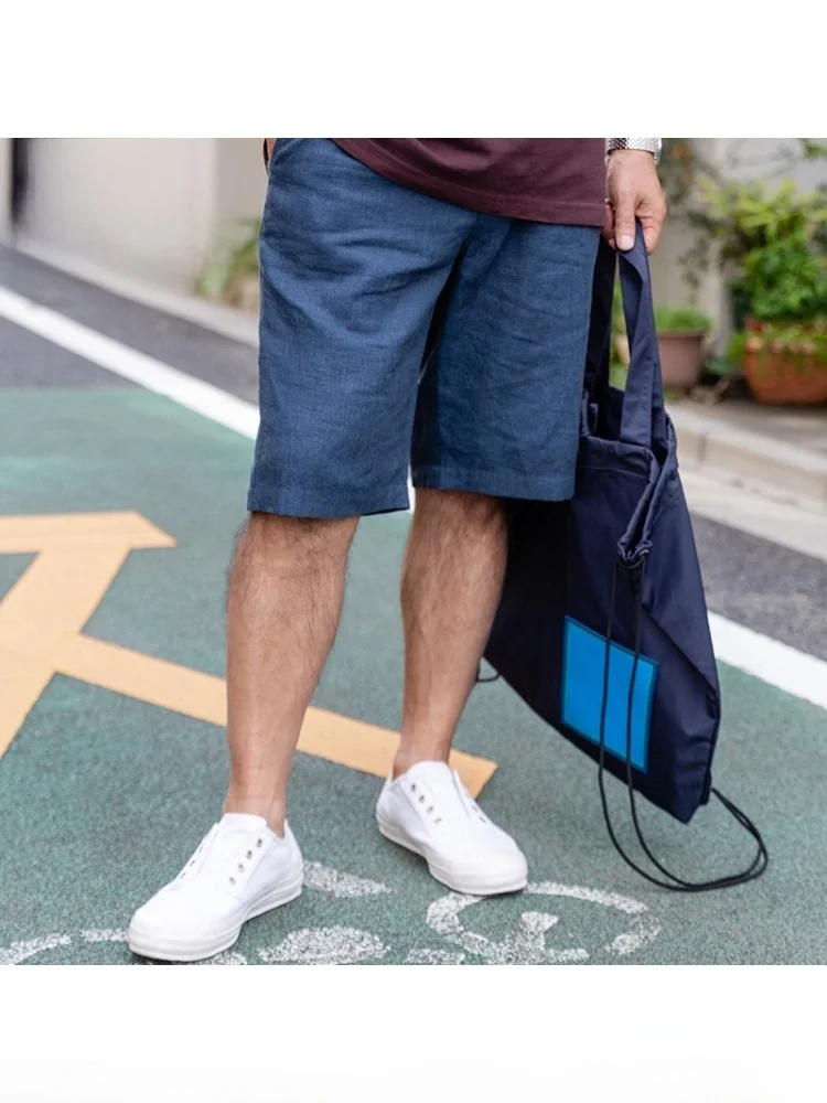 

Летние хлопковые льняные свободные повседневные брюки для мужчин среднего возраста, модные прямые брюки-капри, удобные и дышащие