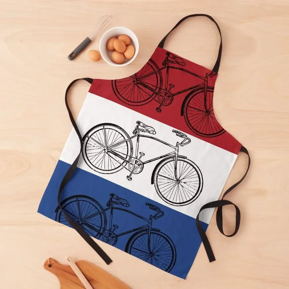 

Dutch Flag with Bicycles Apron Camping For Home Accessories Things For Kitchen Cooking Clothes Apron