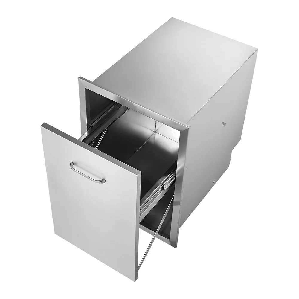 17.7x25x22.8 Inch Stainless Steel Can Rectangle BBQ Island Drawer Waste Bin Outdoor Camping Kitchen Slide Out Drawer