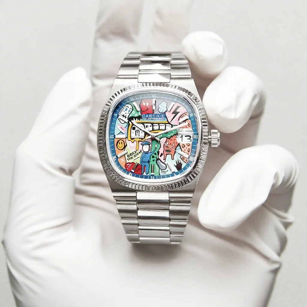 2025 New Square Men's Watch Abstract Art Dial Trendy Retro Niche Watch Luxury Gift Silver Black Gold Quartz Watch Street Style