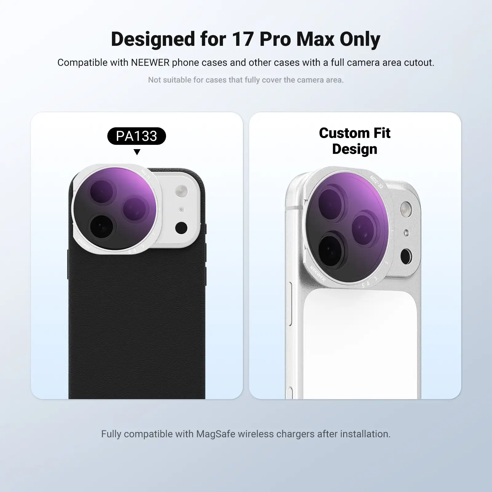 NEEWER FH-15 CPL + Variable ND Filter Kits for iPhone 17 Pro/17 Pro Max Compatible with NEEWER PA133 Phone Cases