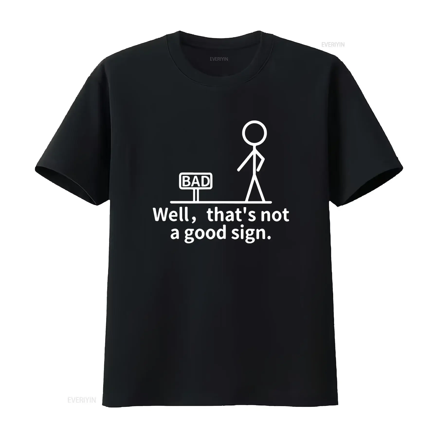 Men's Funny Stick Figure T Shirt with Minimalist Bad Sign Saying Lightweight Grey Casual Humorous Playful Sarcastic Message