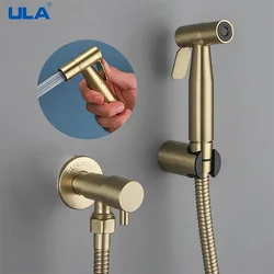 ULA Brushed Gold Douche Kit Hand Held Bidet Sprayer Stainless Steel Toilet Bidet faucet Shattaf Valve Jet Set hygienic shower