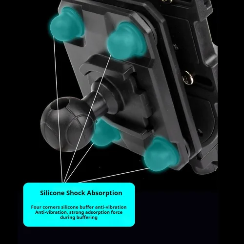 Imagen 2 del producto Soporte de teléfono para motocicleta y bicicleta con amortiguador, soporte para espejo retrovisor para manillar de bicicleta para teléfonos inteligentes de 4,7-7,1 pulgadas a prueba de golpes