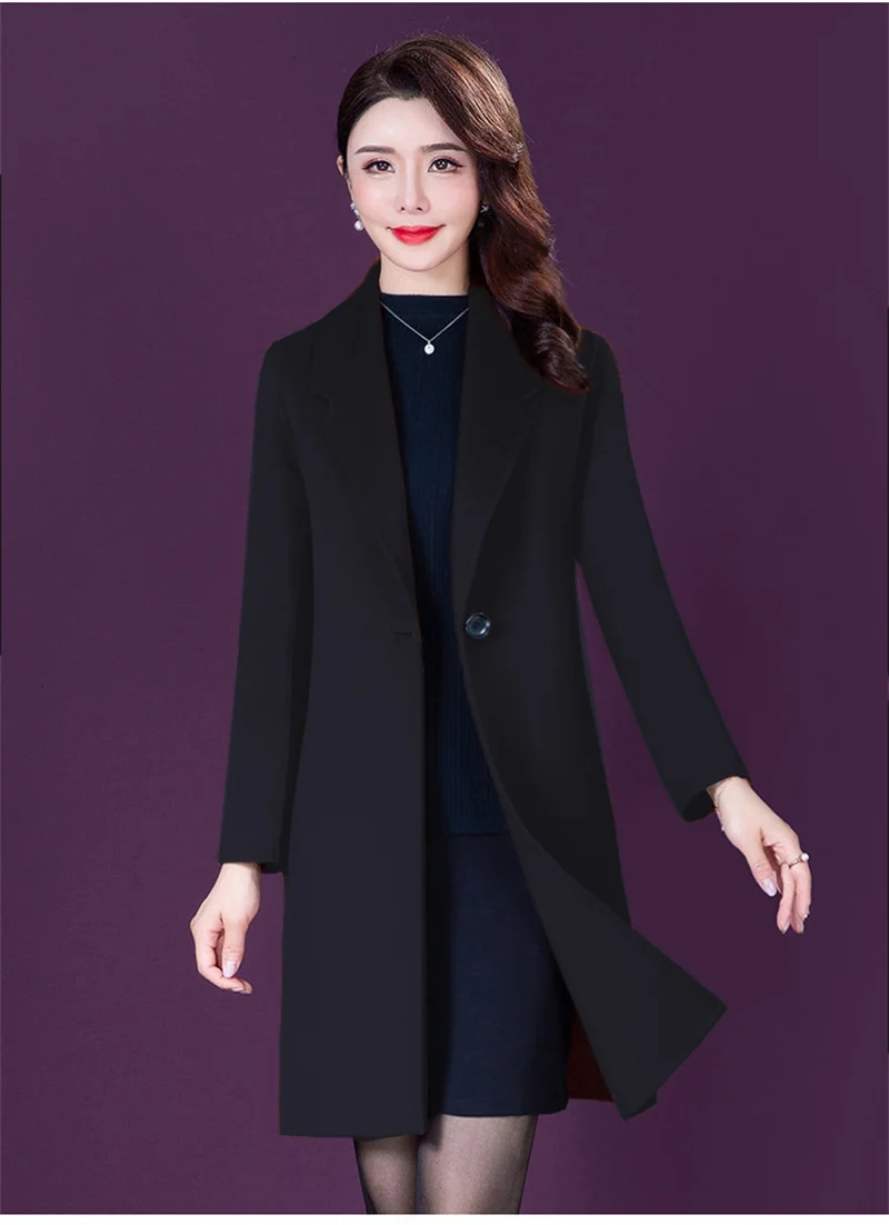 

Autumn Winter Women Fashion Coat Warm Pure Color Long Jacket Ladies Outwear Slim High Quality Clothing