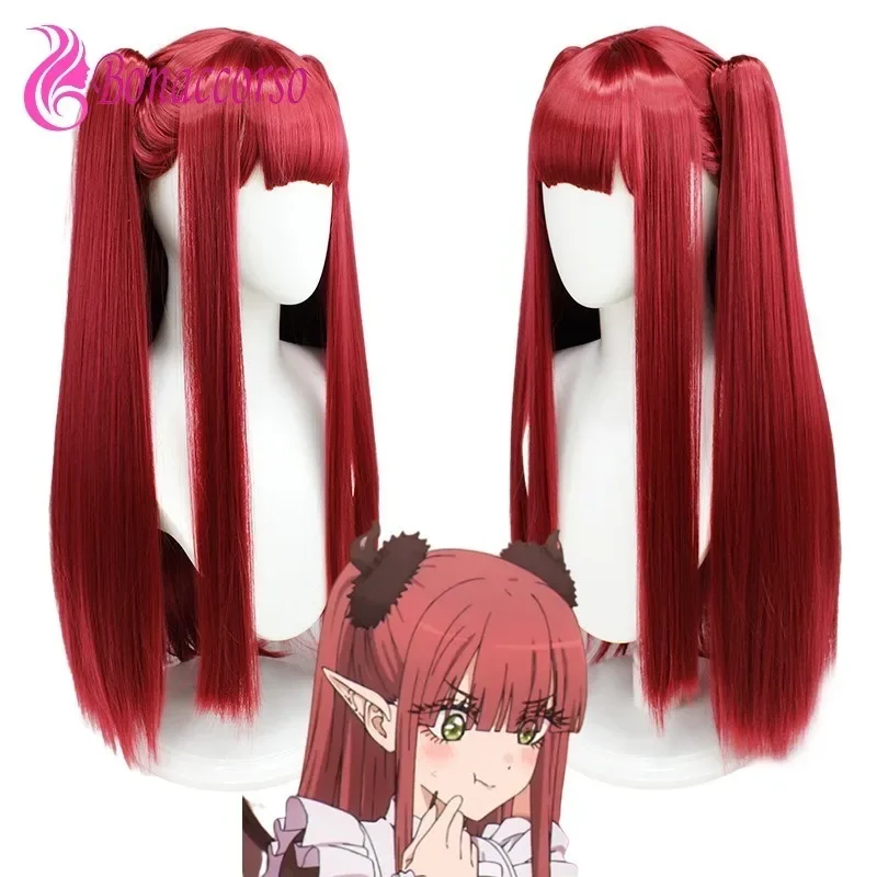 Kitagawa Marin Little Devil Cosplay Wig Synthetic Double Ponytail Red Long Straight Wig Dressing Doll Falling in Love Anime Wig