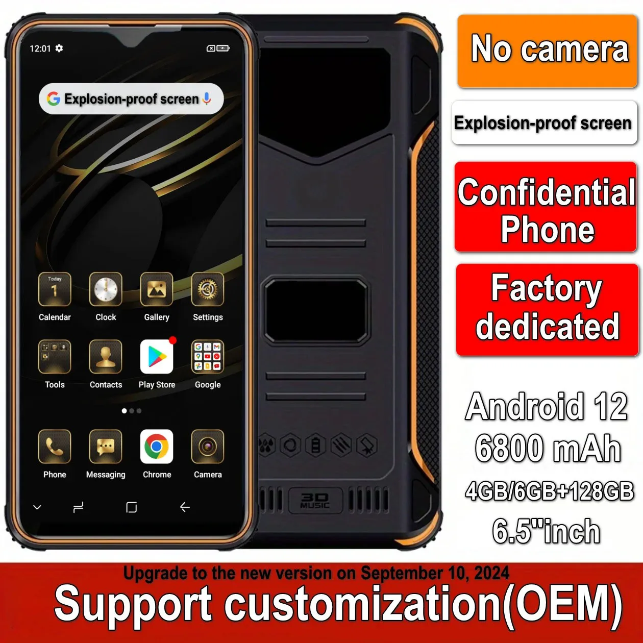Explosion proof No camera SmartPhone 6GB+128GB zello PTT 4G LTE Octa core Android 12 GPS 6.5