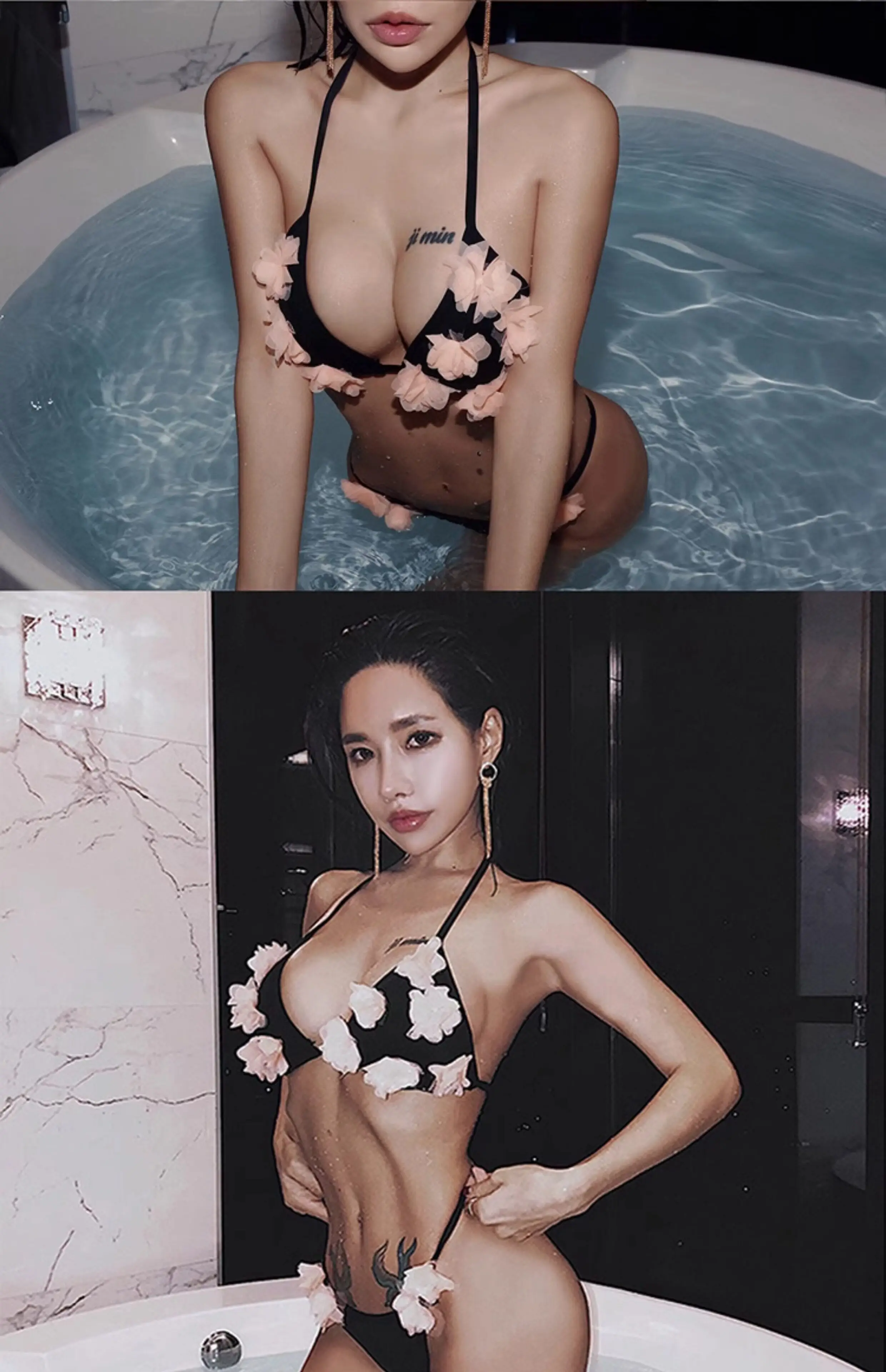 New handmade three-dimensional floral skirt style one-piece swimsuit set for women