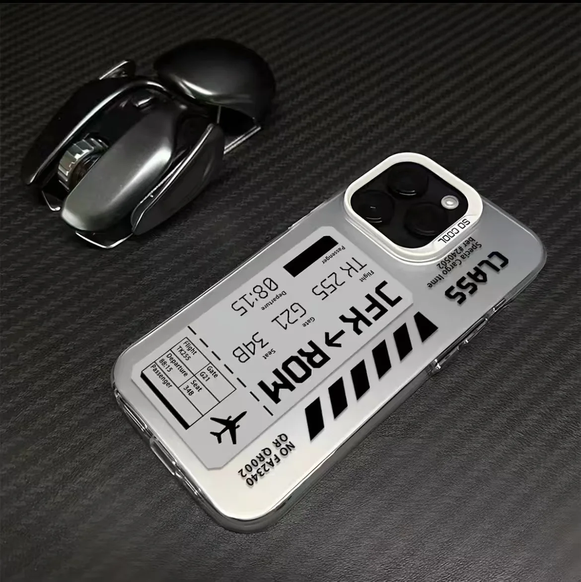 INS Design JFK ROM الصعود تمرير تذكرة جراب هاتف آيفون 16 11 XS X XR 13 12 14 15 برو ماكس 7 8 Plus SE غطاء