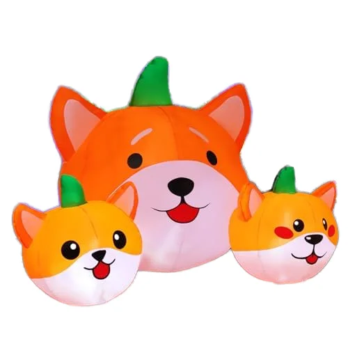 5 FT Long Halloween Pumpkin Dog Party Decorations LED-Built Yard Dog Head Combo for Garden Lawn Decor