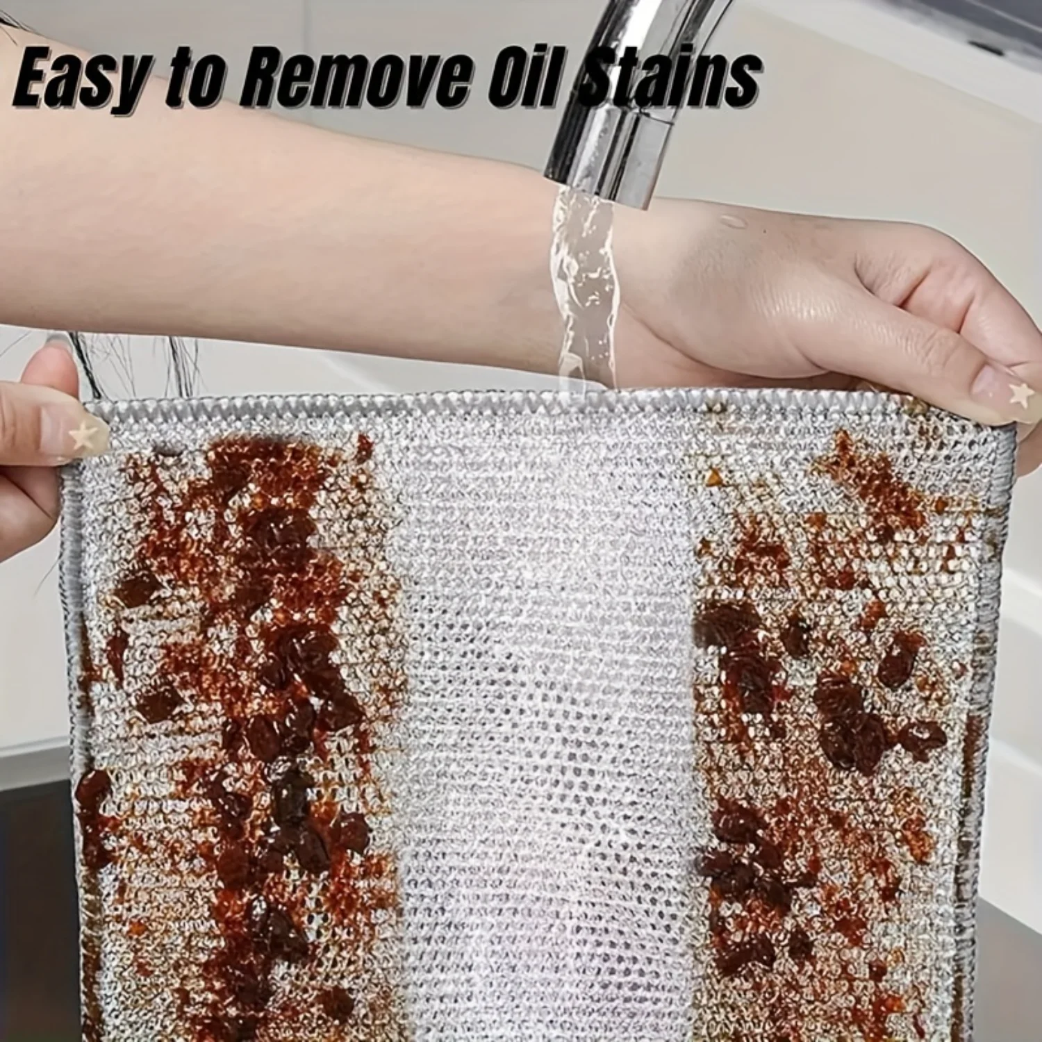 Stainless Steel Scrubber, Non-Stick Mesh Dish Cloth, Modern Cleaning Pads, Stove & Pot Scrubbing Wipes, Hood Sink Cleaner, Gre