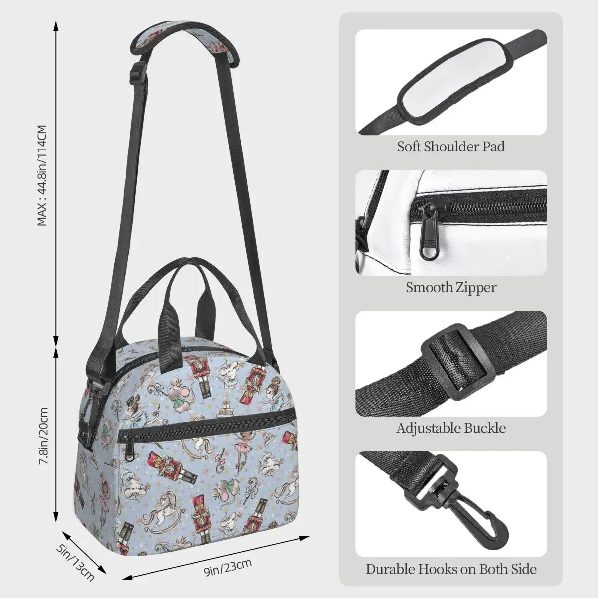 Christmas Nutcrackers Stars Ballerina Violin Insulated Lunch Bag for Women Kids Portable Food Boxes Thermal Lunch Box Tote