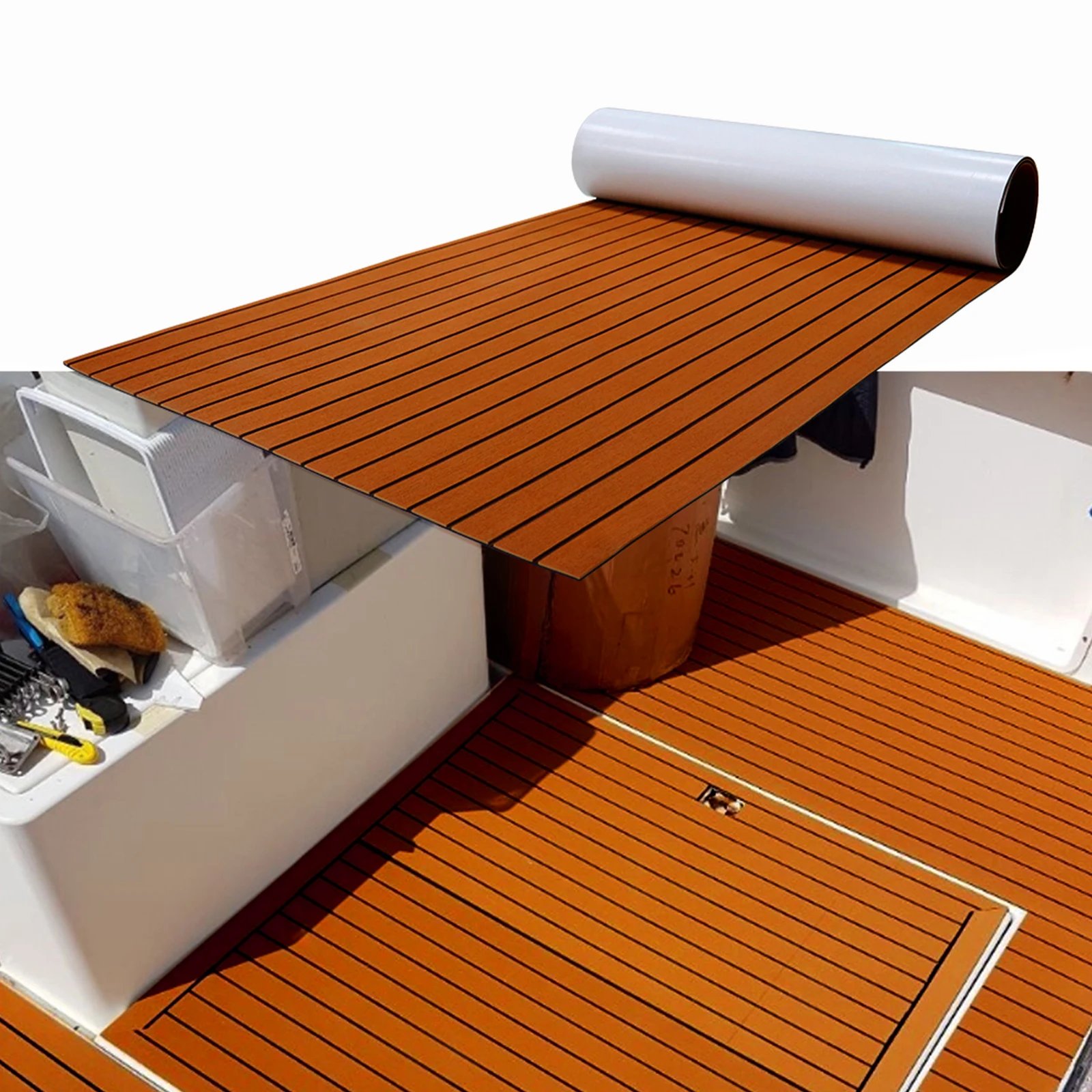 Eva Foam Boat Decking 240*90*6cm,Self Adhesive Marine Carpet,Teak Floor Decking for Boat & Marine & Yacht & Ship 94.5