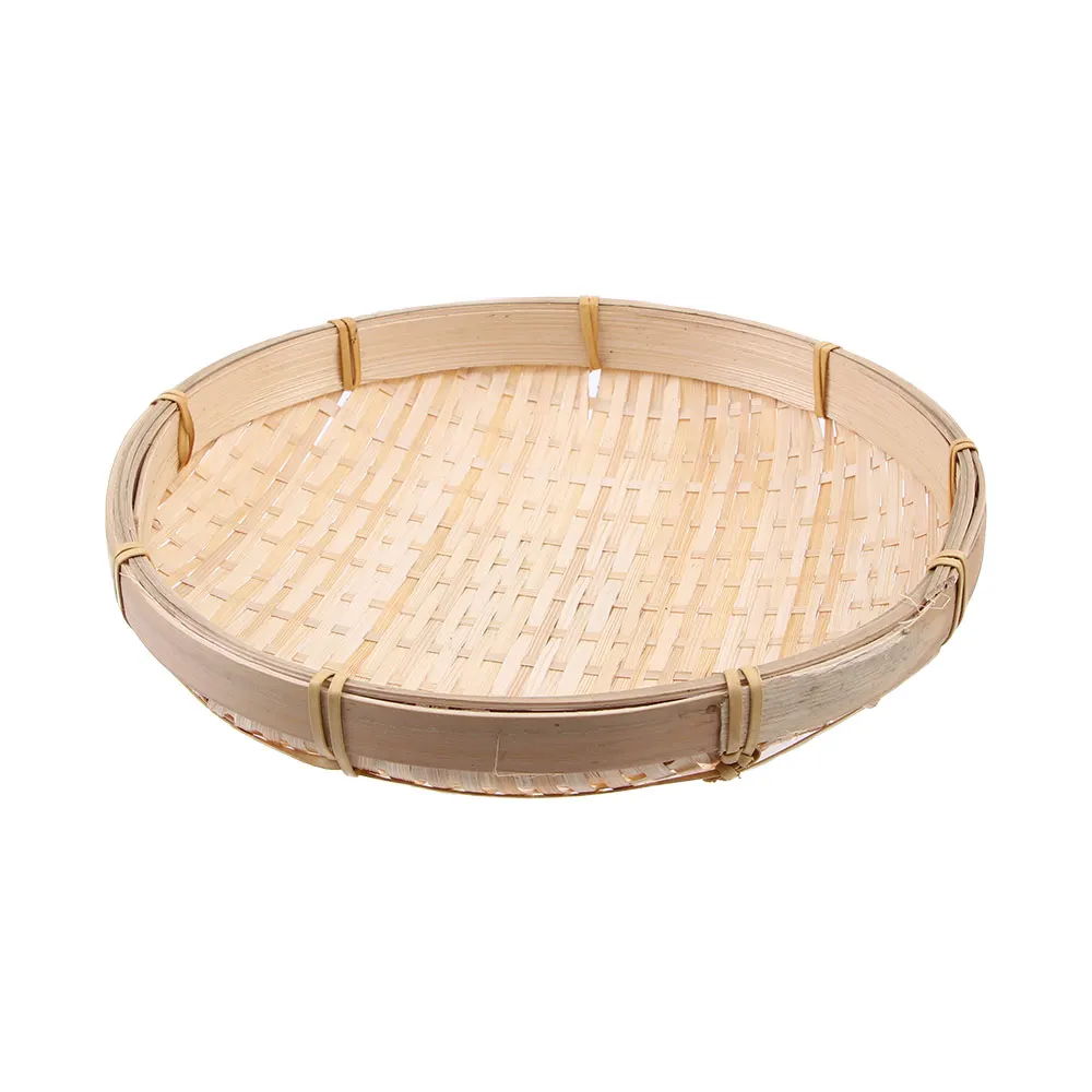 

Kitchen Storage Handmade Bamboo Raft Wicker Woven Decorative Bamboo Basket Decor Ornaments Sieve Bamboo Raft Round Dustpan
