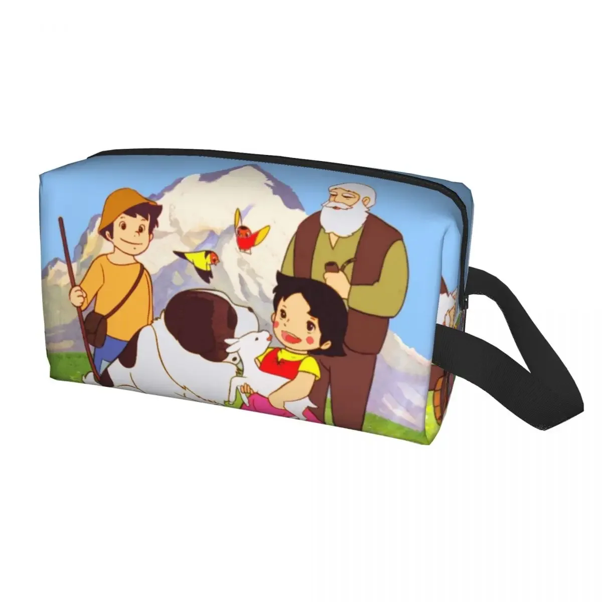 Heidi Peter And Grandpa Together Makeup Bag Travel Cosmetic Organizer Kawaii Alps Mountain Goat Cartoons Storage Toiletry Bags