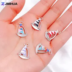 15pcs/lot Trendy Charms Enamel Sailboat Pendants For Jewelry Making Earrings Bracelets Necklaces DIY Handmade Crafts Accessories