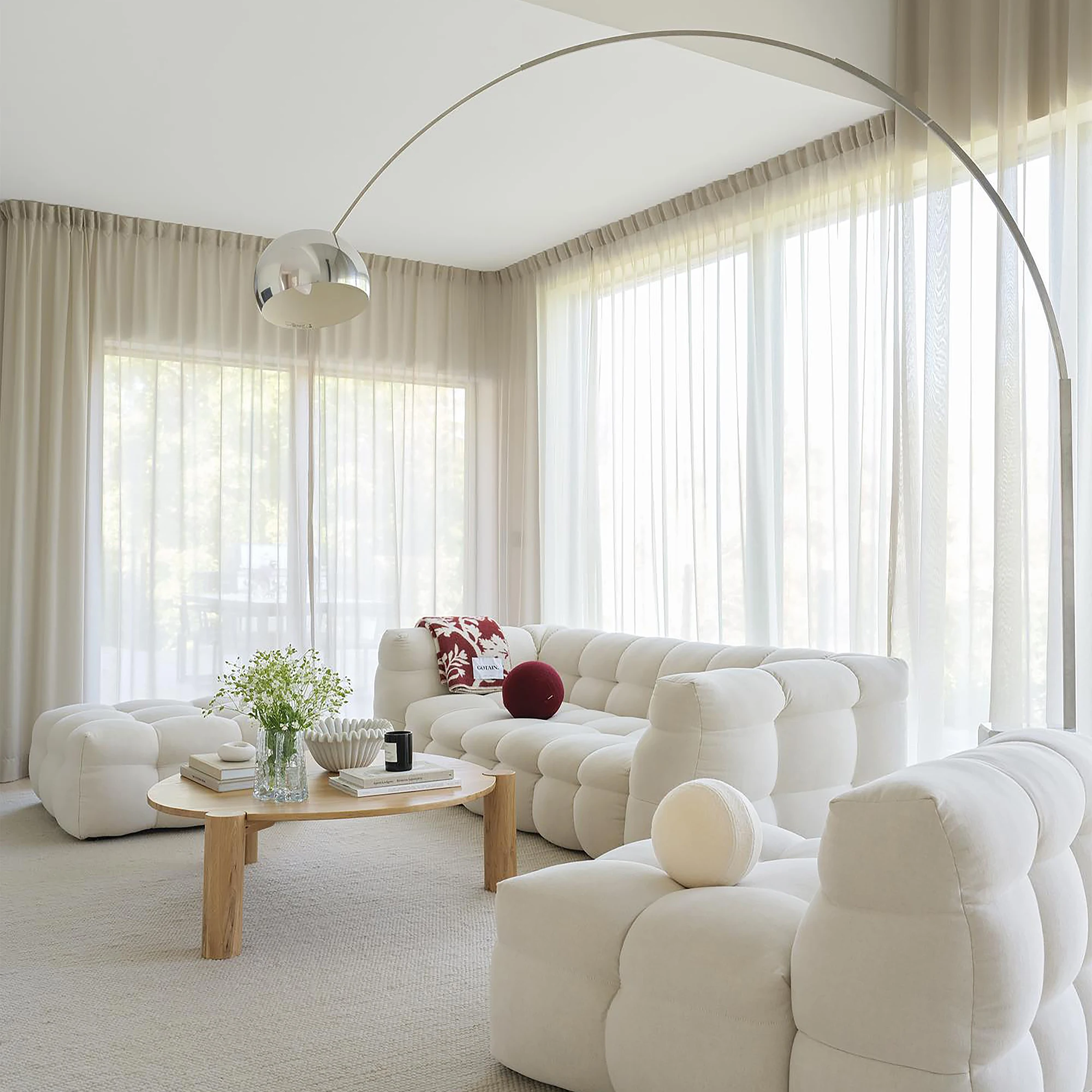

Customized Soft Textured Tulle Curtains Yarn Dyed Atmosphere Flat Window Curtains