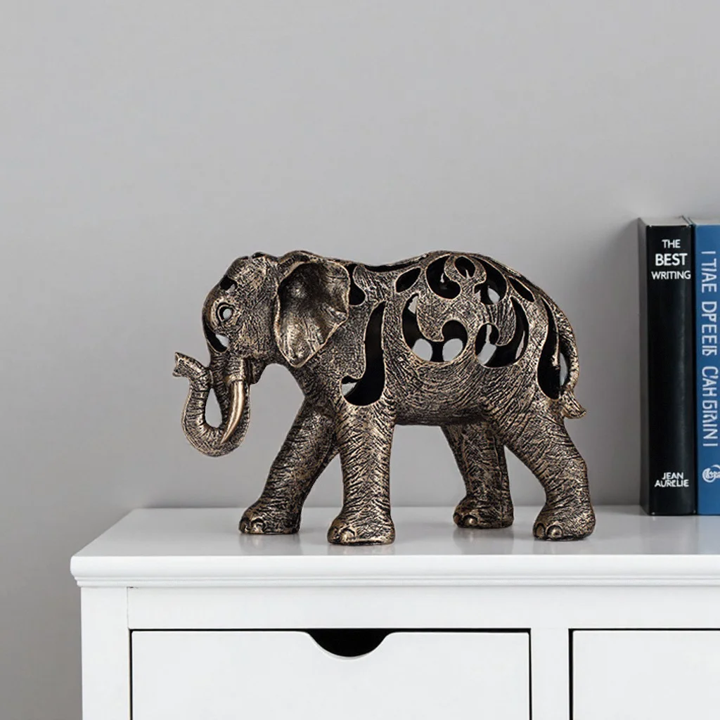 

Vilead Hollow Elephant Statue Retro Style Sculpture Home Decoration Accessories Living Room Bookshelf Decor Interior Object Gift
