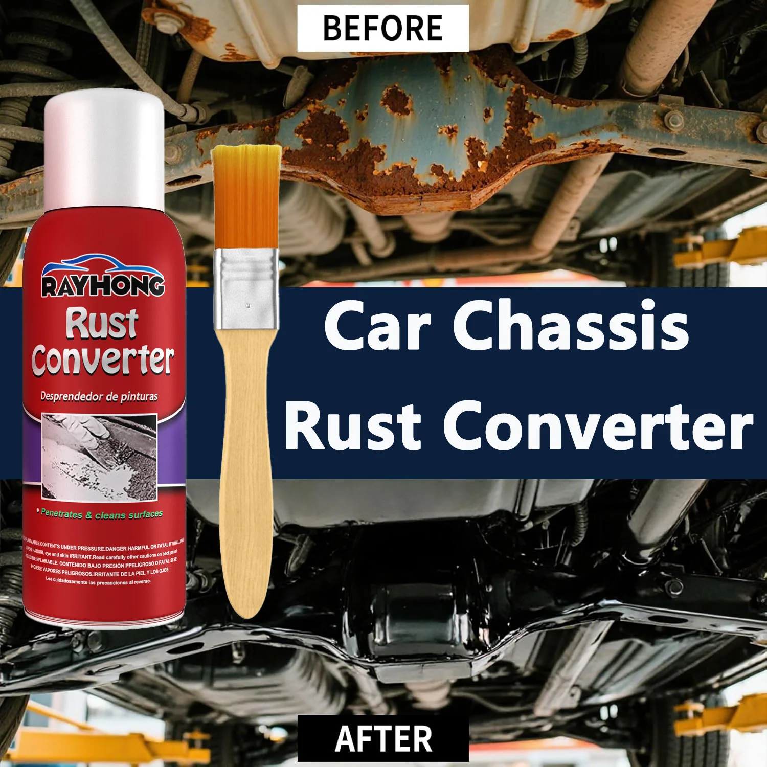 Car Chassis Rust Converter Multi Fast Water Based Metal Rust Remover Rust Inhibitor Converter Repair for Auto Cleaning 100ML