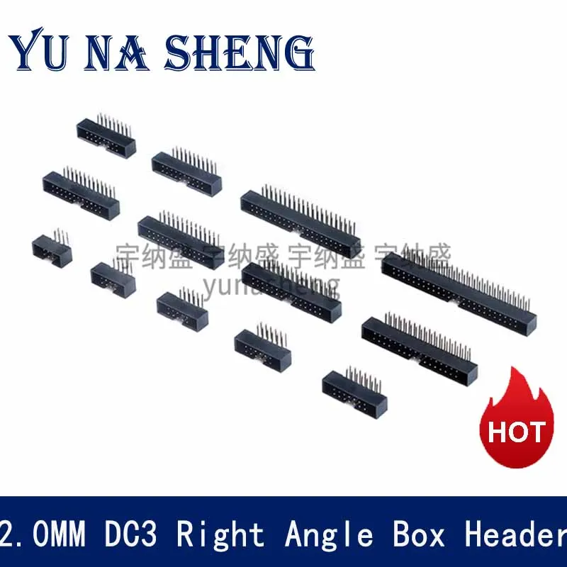 10pcs Right Angle 10/20/30/40 PIN 2.0MM pitch MALE SOCKET  idc box headers PCB CONNECTOR DOUBLE ROW CURVED /20P/40P DC3 HEADER