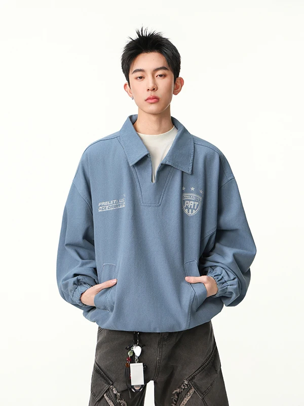 

American Sle Vintage V-Ne Jaet Men's Spring Autumn Casual Outerwear Hooded Loose Fit Elastic Hem Basic Sle Daily Wear