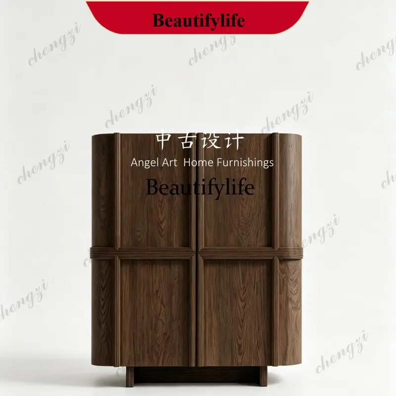 Medieval retro minimalist cross three-dimensional carving solid wood entrance locker concave and convex creativity d178