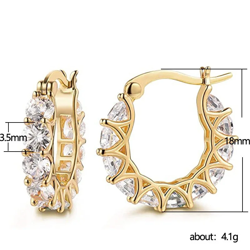 Huitan Unique Women Hoop Earrings Inlaid Shining Cubic Zirconia Trendy Special Accessories Jewelry for Wedding Party Daily image 6