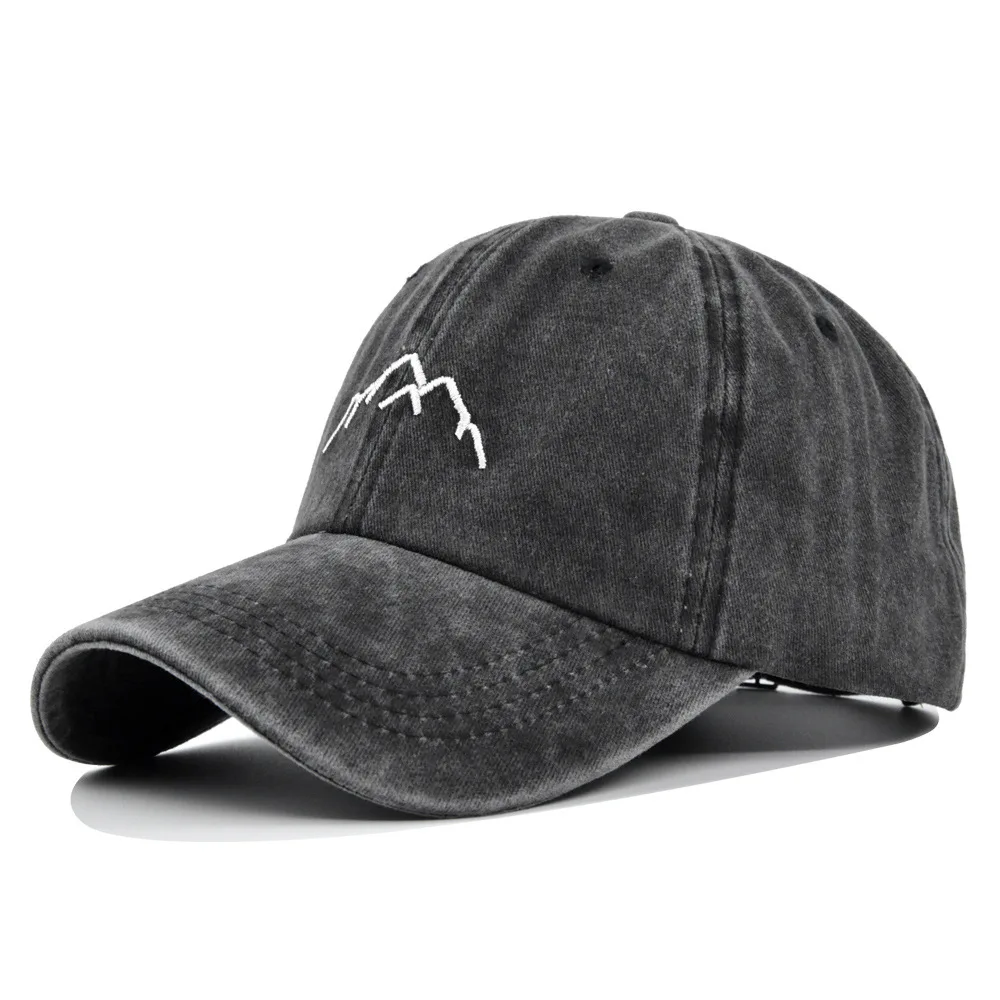 

Washed Cotton Golf Dad Hat 3D Embroidered Baseball Mountain Embroidery Duckbill Sun Letter Cap Curved Brim Trucker Hat