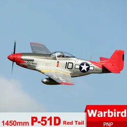 FMSRC-RC mustang airplane with Red tail、v8、フラップ付き、p51、P-51D、led、pnp、gint、Big warbird、モデル飛行機、1450mm、1.4m、avion V飛行機