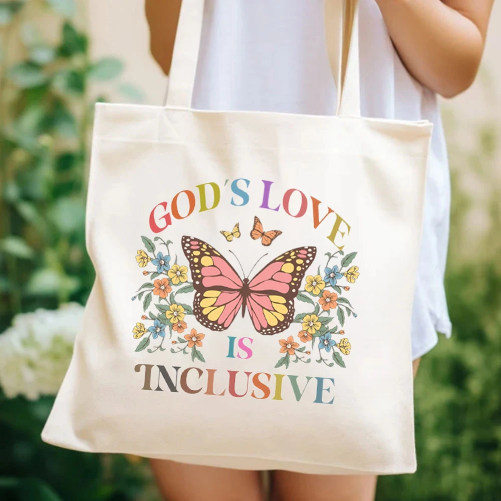 Sacolas de lona para mulheres, o amor de Deus é inclusivo, Lgbtq Pride Ally, Bolsas cristãs, Bolsas do mês do orgulho lésbico, Super fofo