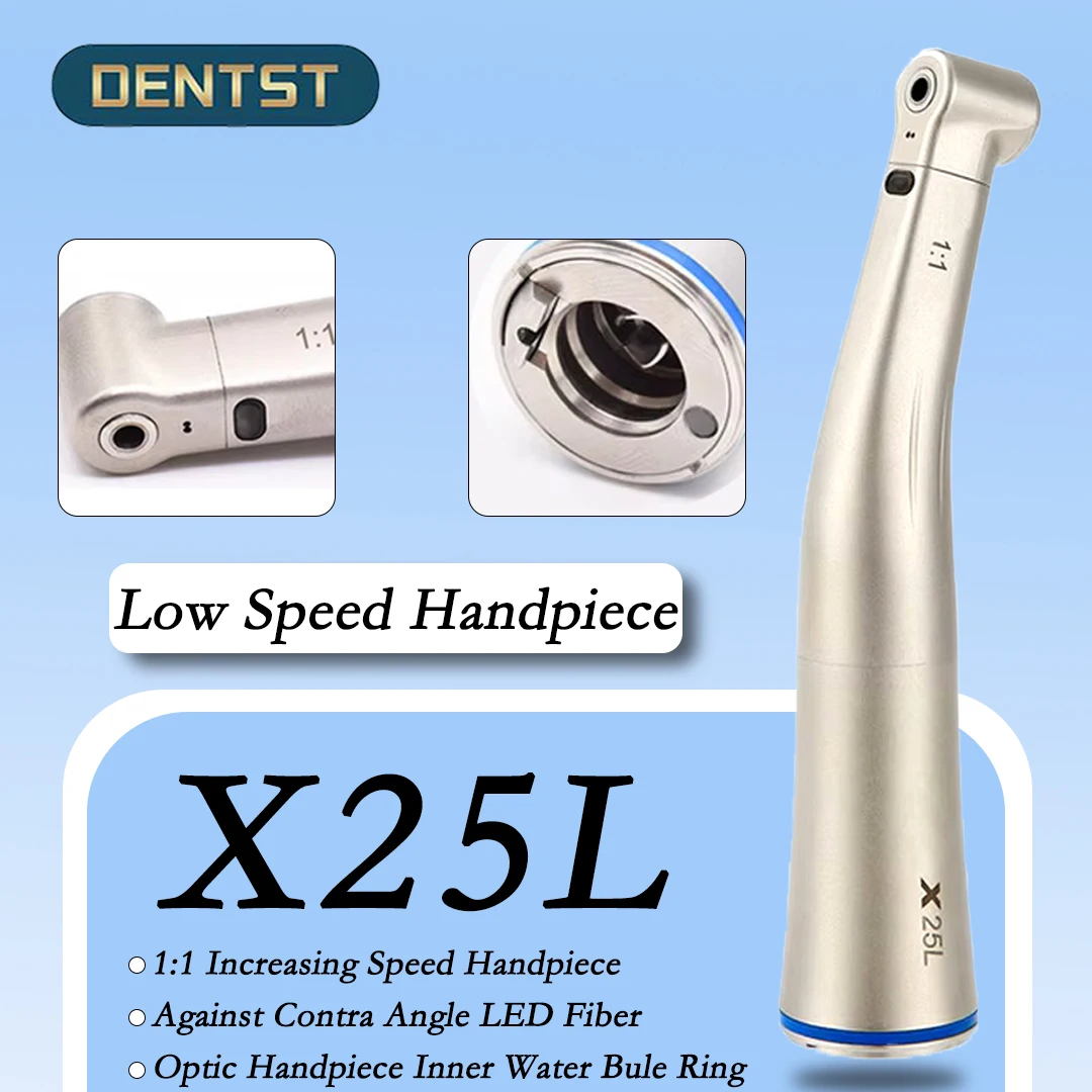 Dental 1:5 Increasing Red Rings Against Contra Angle Low Speed Handpiece With Optic Fiber X95L fit Dentistry Micromotor Tool